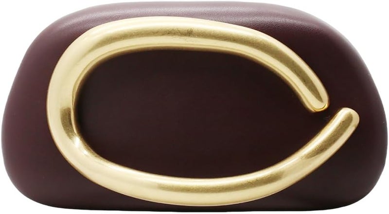 Tasysain Women PU Leather Metal Handle Handbag Trendy Commuting Compact Stone Purse Hand-held Causal Shoulder Clutch Bag - Image 1